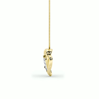 2.0ct Marquise Shaped Lab Grown Diamond (F/VS) Heart Shaped Pendant in 14K Yellow Gold