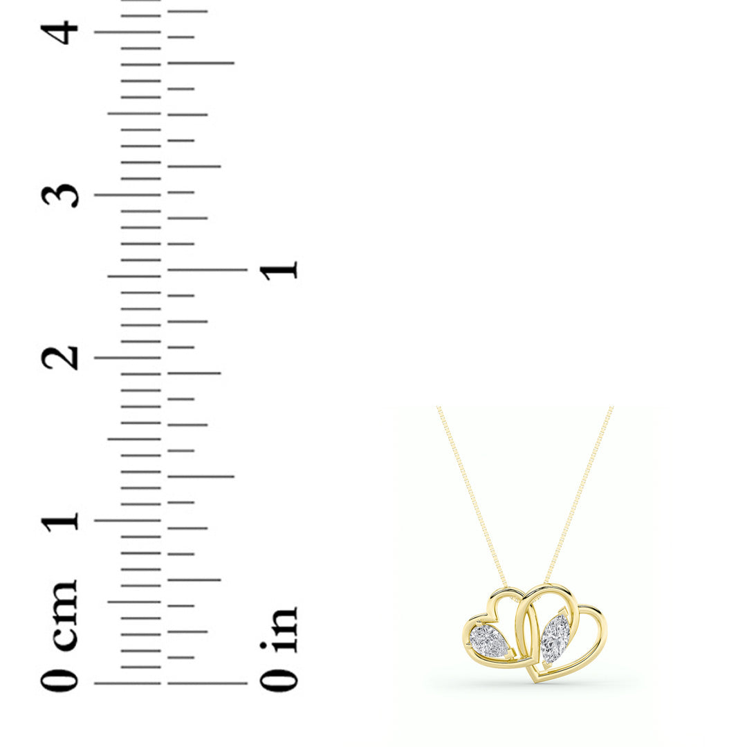 2.0ct Marquise Shaped Lab Grown Diamond (F/VS) Heart Shaped Pendant in 14K Yellow Gold