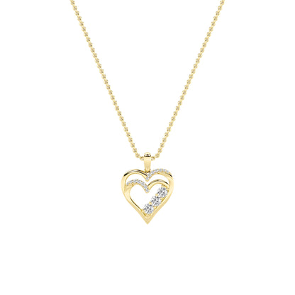 1.0ct Round Shaped Lab Grown Diamond (F/VS) Heart Shaped Pendant in 14K Yellow Gold