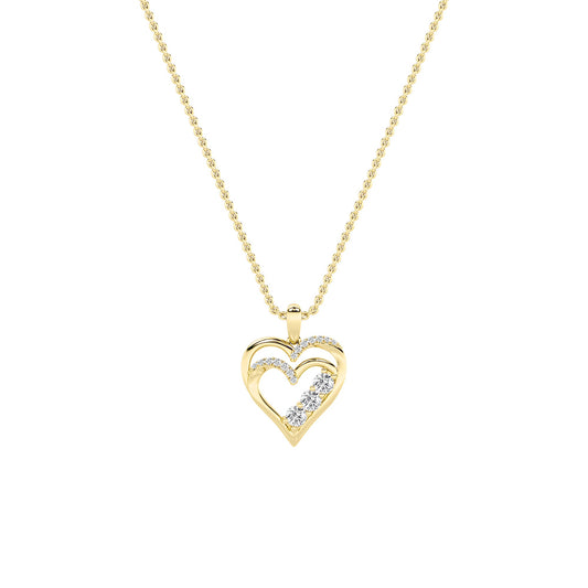 1.0ct Round Shaped Lab Grown Diamond (F/VS) Heart Shaped Pendant in 14K Yellow Gold
