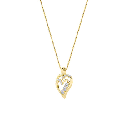 1.0ct Round Shaped Lab Grown Diamond (F/VS) Heart Shaped Pendant in 14K Yellow Gold