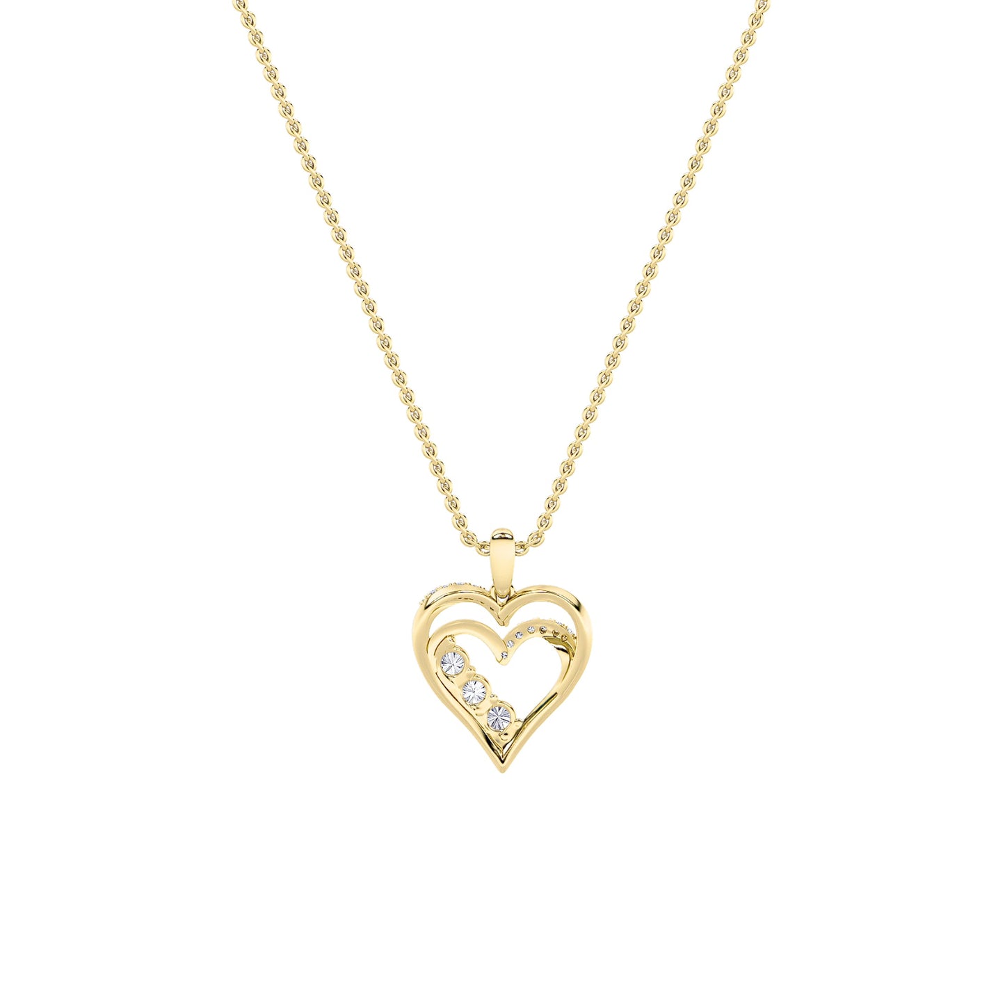 1.0ct Round Shaped Lab Grown Diamond (F/VS) Heart Shaped Pendant in 14K Yellow Gold
