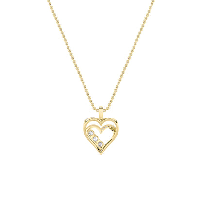 1.0ct Round Shaped Lab Grown Diamond (F/VS) Heart Shaped Pendant in 14K Yellow Gold