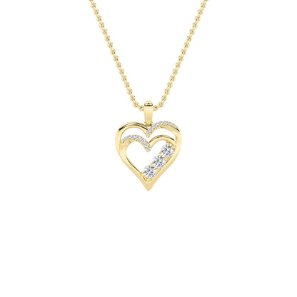 1.0ct Round Shaped Lab Grown Diamond (F/VS) Heart Shaped Pendant in 14K Yellow Gold