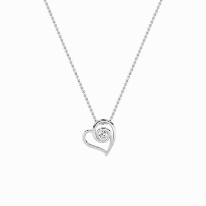 1.0ct Round Shaped Lab Grown Diamond (F/VS) Heart Shaped Pendant in 14K White Gold