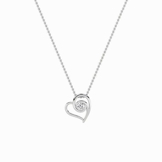 1.0ct Round Shaped Lab Grown Diamond (F/VS) Heart Shaped Pendant in 14K White Gold