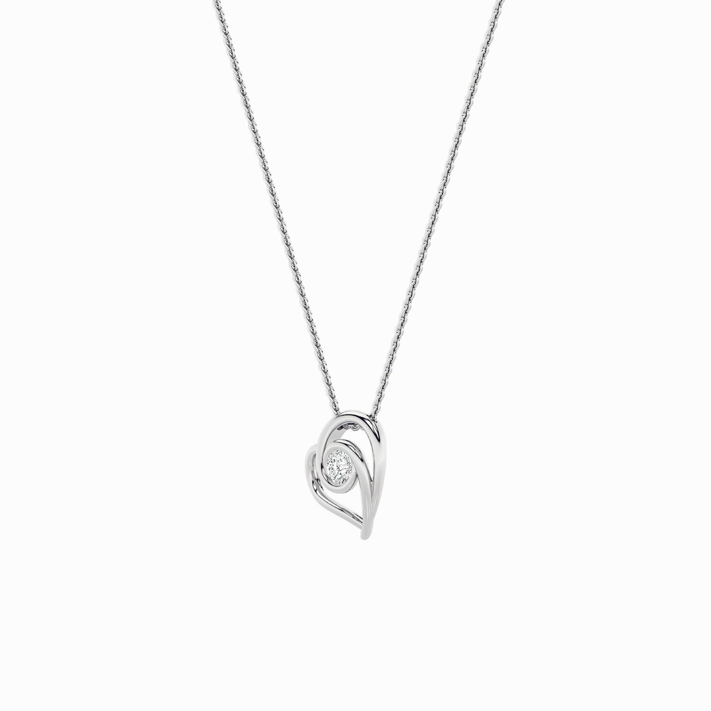 1.0ct Round Shaped Lab Grown Diamond (F/VS) Heart Shaped Pendant in 14K White Gold