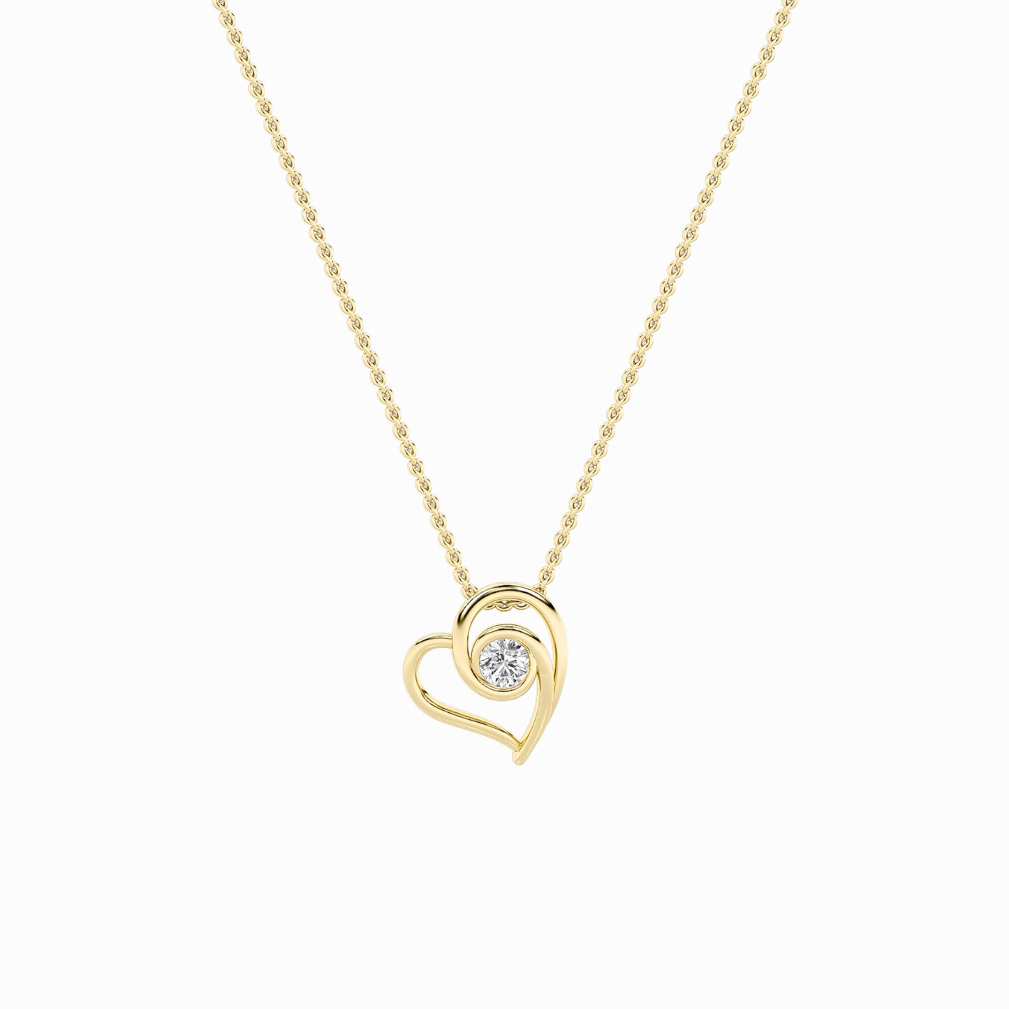 1.0ct Round Shaped Lab Grown Diamond (F/VS) Heart Shaped Pendant in 14K Yellow Gold