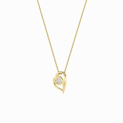 1.0ct Round Shaped Lab Grown Diamond (F/VS) Heart Shaped Pendant in 14K Yellow Gold