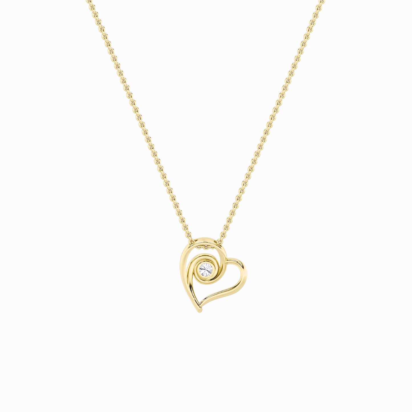 1.0ct Round Shaped Lab Grown Diamond (F/VS) Heart Shaped Pendant in 14K Yellow Gold