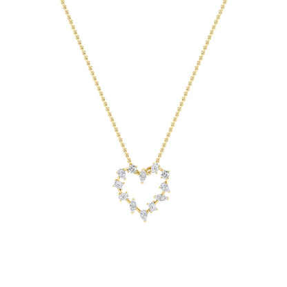 2.5ct Emerald Shaped Lab Grown Diamond (F/VS) Heart Shaped Pendant in 14K Yellow Gold