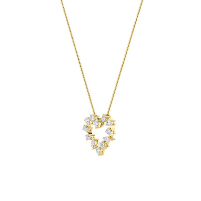 2.5ct Emerald Shaped Lab Grown Diamond (F/VS) Heart Shaped Pendant in 14K Yellow Gold