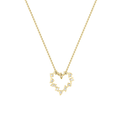 2.5ct Emerald Shaped Lab Grown Diamond (F/VS) Heart Shaped Pendant in 14K Yellow Gold