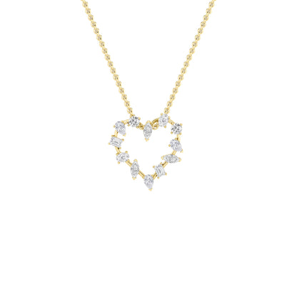 2.5ct Emerald Shaped Lab Grown Diamond (F/VS) Heart Shaped Pendant in 14K Yellow Gold