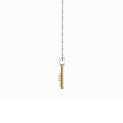 1.0ct Emerald Shaped Lab Grown Diamond (F/VS) Dog Tag Pendant in 14K White Gold & Yellow Gold