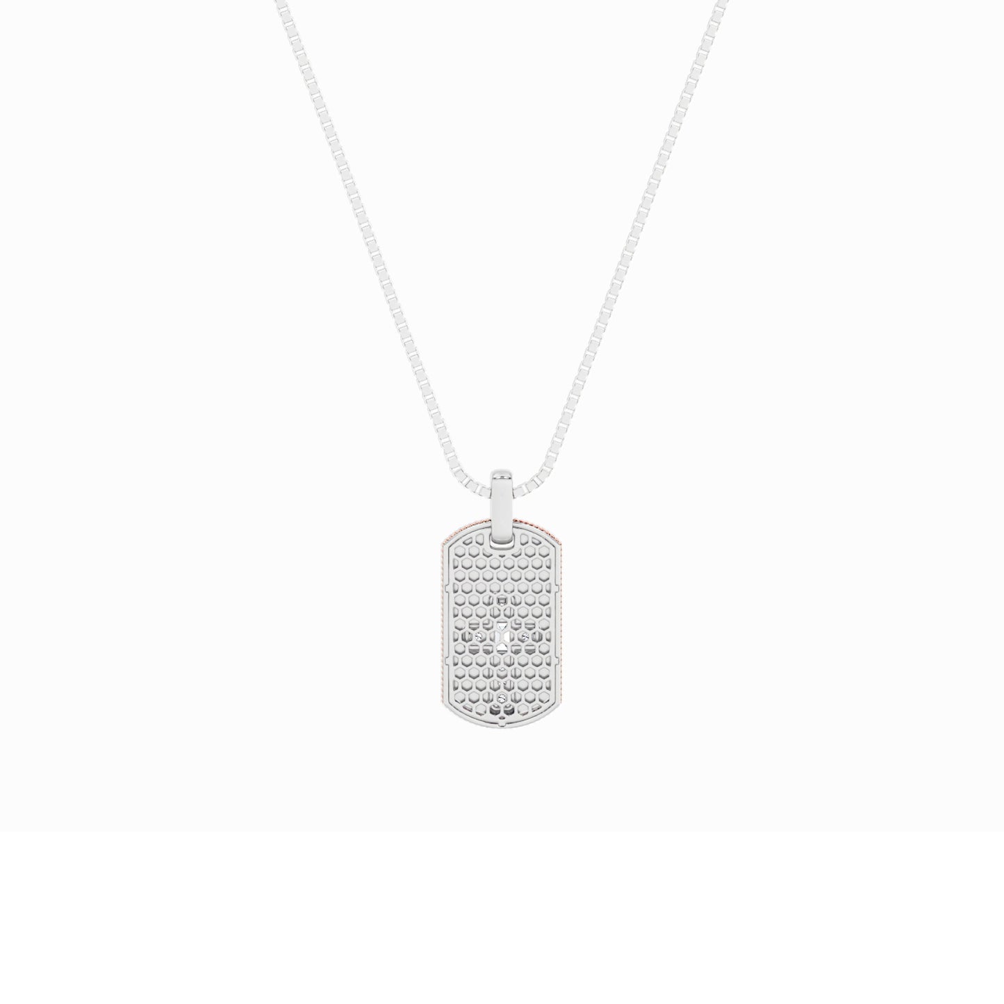 1.0ct Emerald Shaped Lab Grown Diamond (F/VS) Dog Tag Pendant in 14K White Gold & Yellow Gold