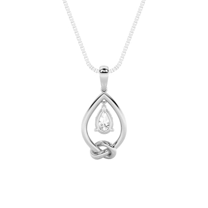 1.0ct Pear Shaped Lab Grown Diamond (F/VS) Solitaire Knot Pendant in 14K White Gold