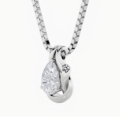 2.0ct Pear Shaped Lab Grown Diamond (F/VS) Knot Pendant in 14K White Gold
