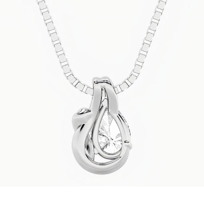 2.0ct Pear Shaped Lab Grown Diamond (F/VS) Knot Pendant in 14K White Gold