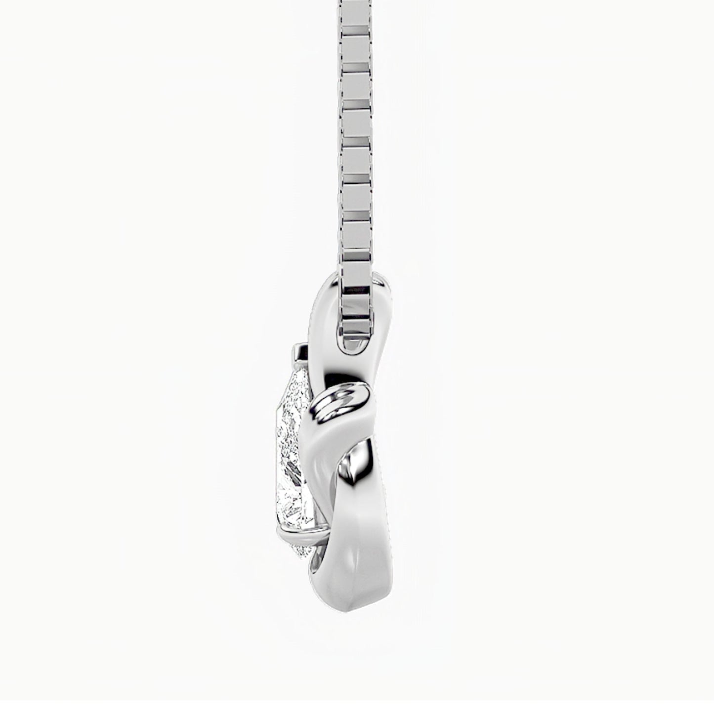 2.0ct Pear Shaped Lab Grown Diamond (F/VS) Knot Pendant in 14K White Gold