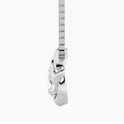 2.0ct Pear Shaped Lab Grown Diamond (F/VS) Knot Pendant in 14K White Gold