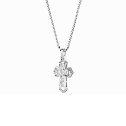 6.0ct Asscher Shaped Lab Grown Diamond (F/VS) Cross Pendant in 14K White Gold