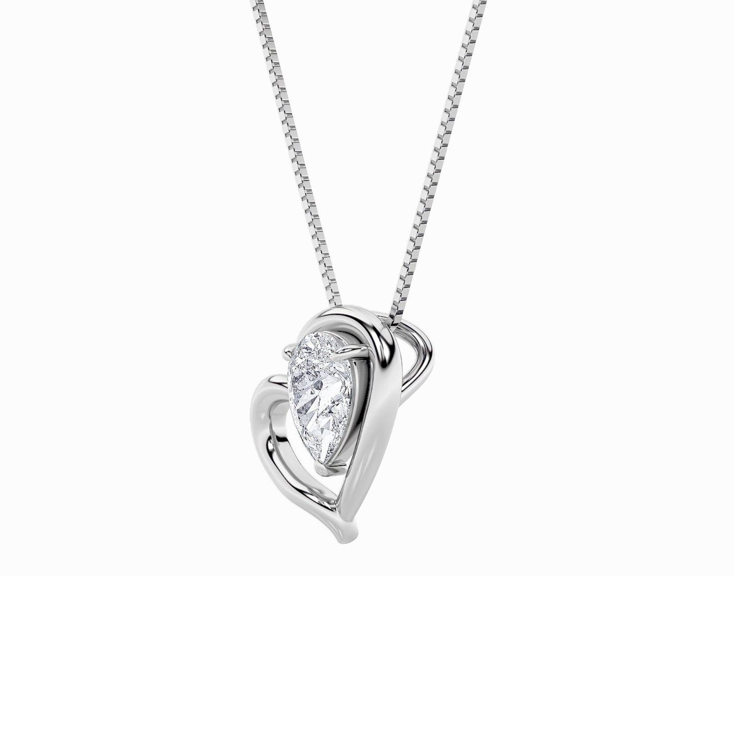 0.5ct Pear Shaped Lab Grown Diamond (F/VS) Heart Pendant in 14K White Gold