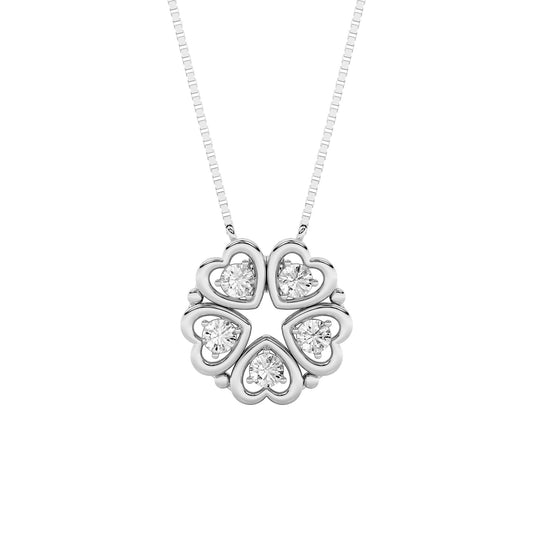 1.0ct Round Shaped Lab Grown Diamond (F/VS) Heart Shaped Necklace in 14K White Gold