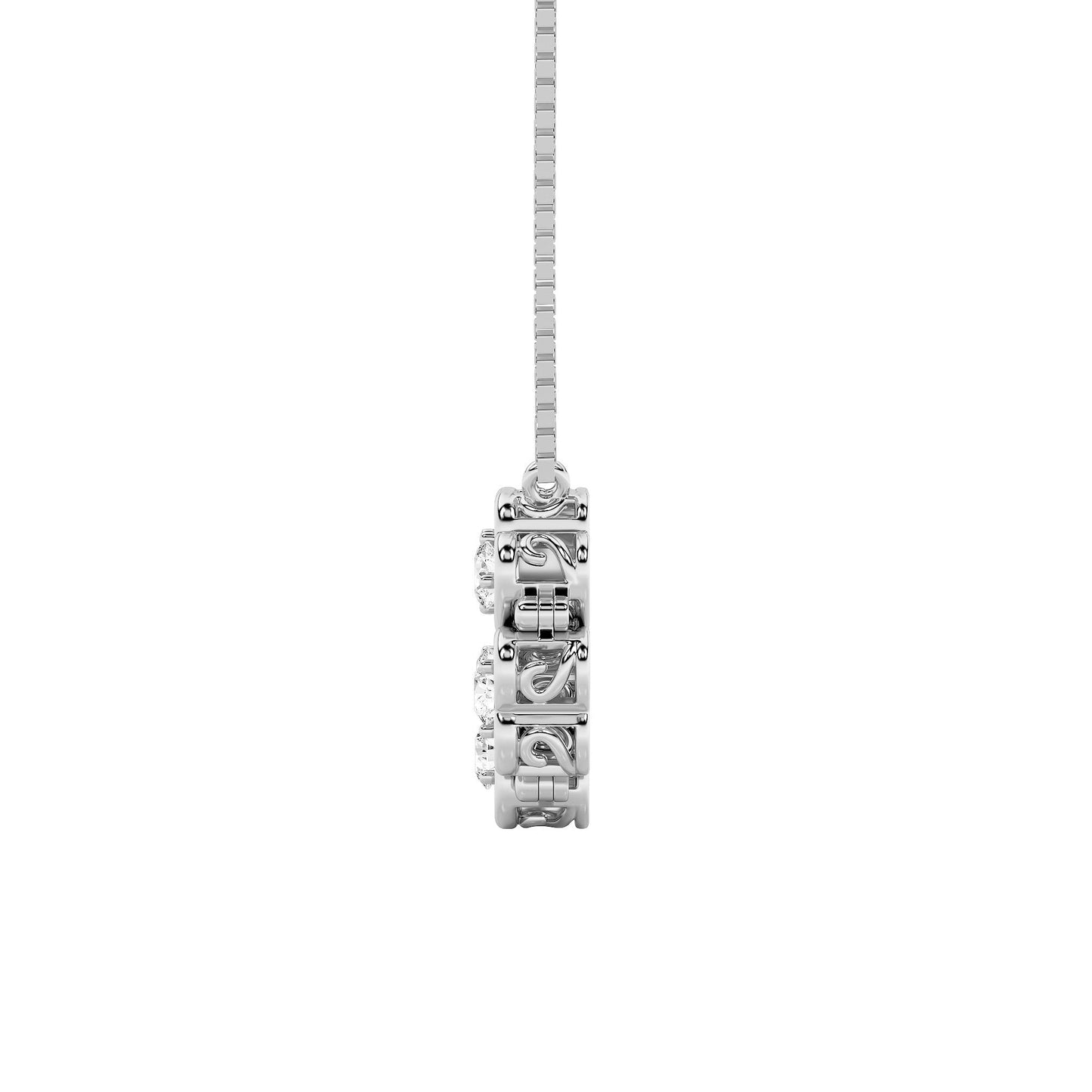 1.0ct Round Shaped Lab Grown Diamond (F/VS) Heart Shaped Necklace in 14K White Gold