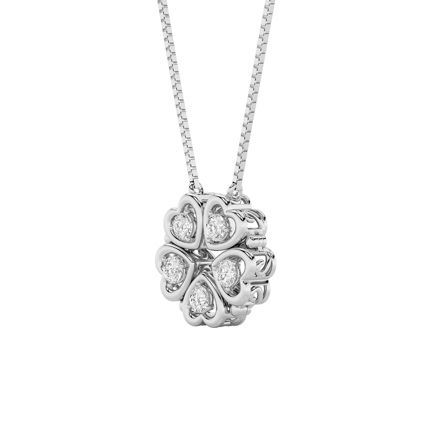 1.0ct Round Shaped Lab Grown Diamond (F/VS) Heart Shaped Necklace in 14K White Gold