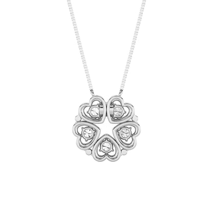 1.0ct Round Shaped Lab Grown Diamond (F/VS) Heart Shaped Necklace in 14K White Gold