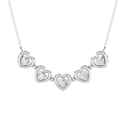 1.0ct Round Shaped Lab Grown Diamond (F/VS) Heart Shaped Necklace in 14K White Gold