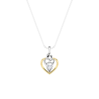 1.5ct Pear Shaped Lab Grown Diamond (F/VS) Heart Shaped Pendant in 14K Yellow Gold & White Gold