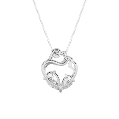 3.0ct Pear Shaped Lab Grown Diamond (F/VS) Mother& Child Heart Shaped Pendant in 14K White Gold