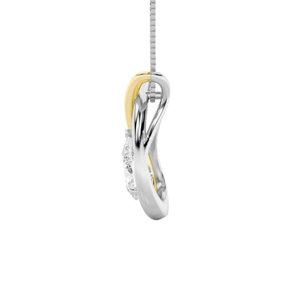 1.5ct Pear Shaped Lab Grown Diamond (F/VS) Fancy Pendant in 14K White Gold & Yellow Gold