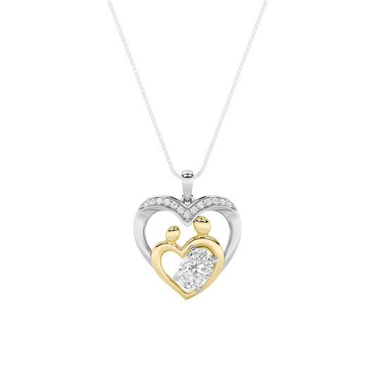 1.0 Ct Oval (F/VS) Lab Grown Diamond Prong 14K Gold Fancy Heart Pendant Necklace