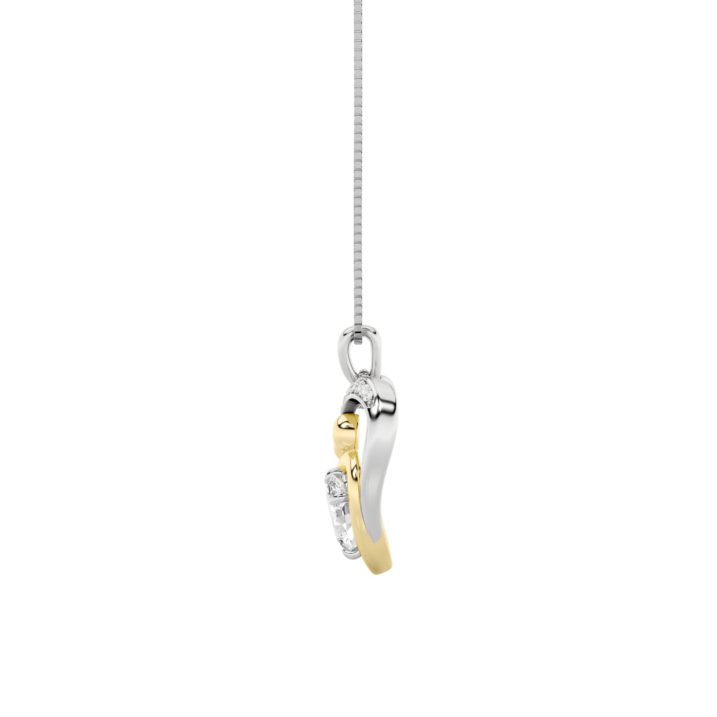 1.0 Ct Oval (F/VS) Lab Grown Diamond Prong 14K Gold Fancy Heart Pendant Necklace