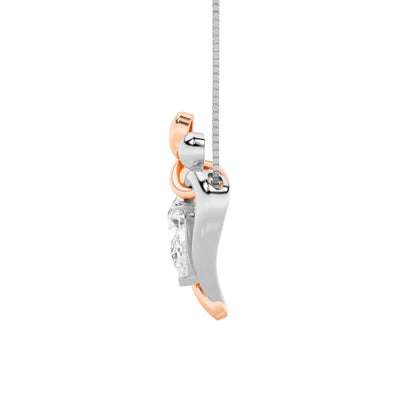 1.5ct Pear Shaped Lab Grown Diamond (F/VS) Mother and Child Heart Shaped Pendant in 14K White Gold & Rose Gold