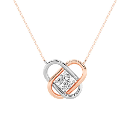 1.0ct Round Shaped Lab Grown Diamond (F/VS) Necklace in 14K White Gold & Rose Gold