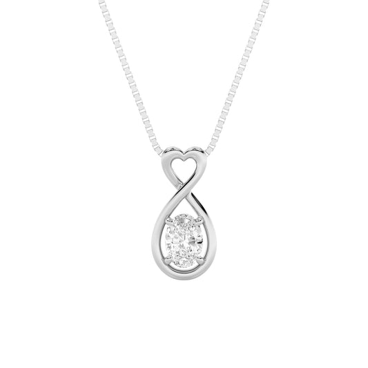 1.0ct Oval Shaped Lab Grown Diamond (F/VS) Fancy Solitaire Pendant in 14K White Gold
