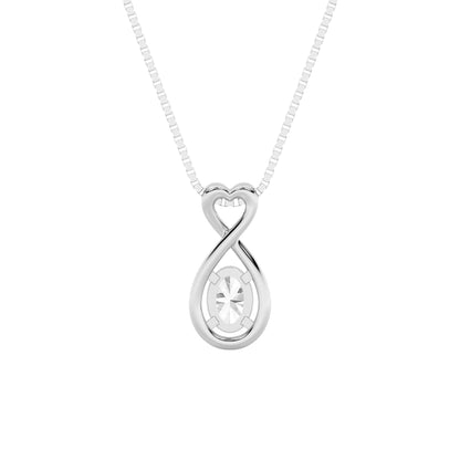 1.0ct Oval Shaped Lab Grown Diamond (F/VS) Fancy Solitaire Pendant in 14K White Gold