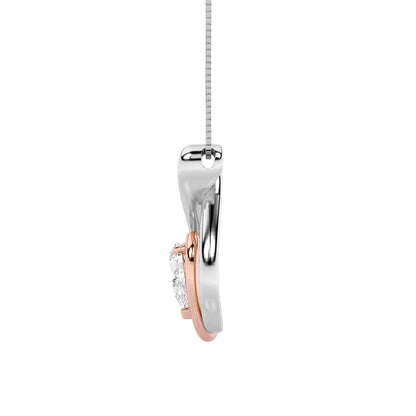 1.5ct Pear Shaped Lab Grown Diamond (F/VVS) Fancy Solitaire Pendant in 14K White Gold & Rose Gold