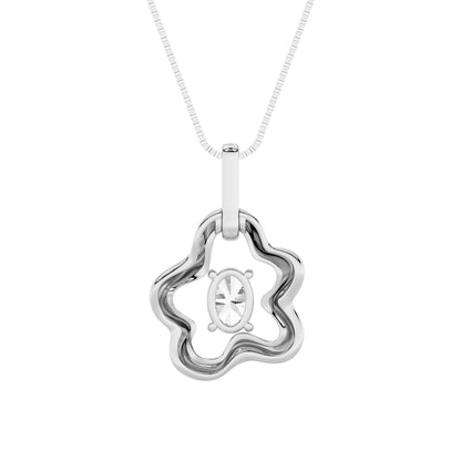 1.0ct Oval Shaped Lab Grown Diamond (F/VS) Organic Design Solitaire Pendant in 14K White Gold