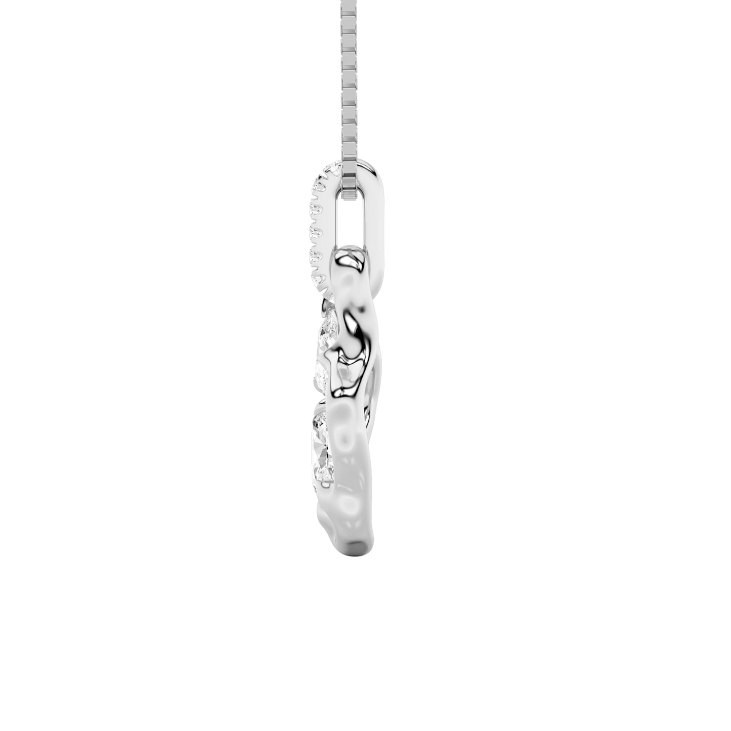 1.0ct Oval Shaped Lab Grown Diamond (F/VS) Organic Design Solitaire Pendant in 14K White Gold