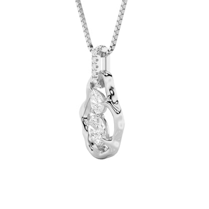 1.0ct Oval Shaped Lab Grown Diamond (F/VS) Organic Design Solitaire Pendant in 14K White Gold