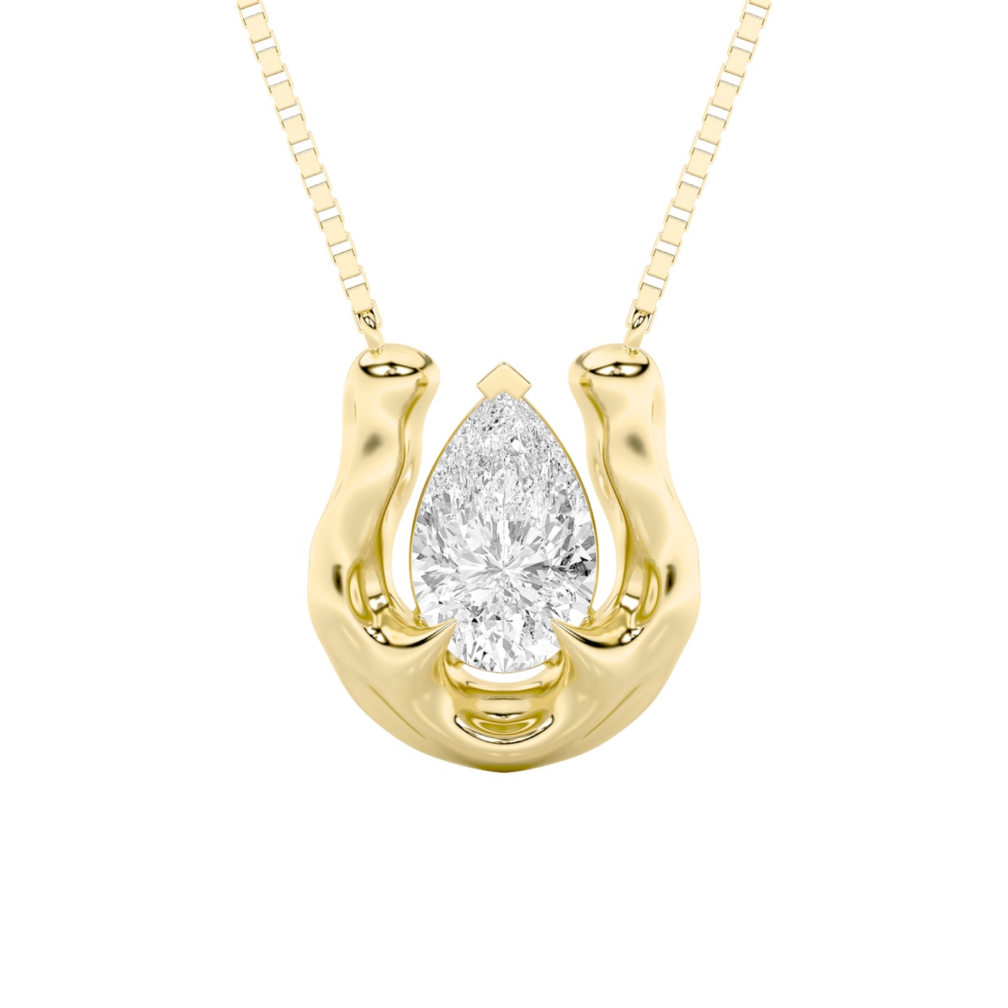1.0ct Pear Shaped Lab Grown Diamond (F/VS) Necklace in 14K Yellow Gold