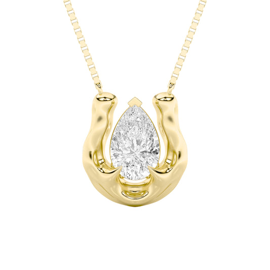 1.0ct Pear Shaped Lab Grown Diamond (F/VS) Necklace in 14K Yellow Gold