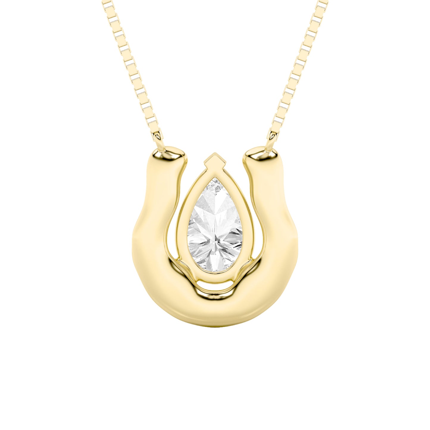 1.0ct Pear Shaped Lab Grown Diamond (F/VS) Necklace in 14K Yellow Gold