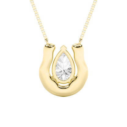 1.0ct Pear Shaped Lab Grown Diamond (F/VS) Necklace in 14K Yellow Gold