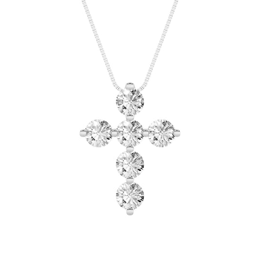 1.5ct Round Shaped Lab Grown Diamond (F/VS) Cross Pendant in 14K White Gold